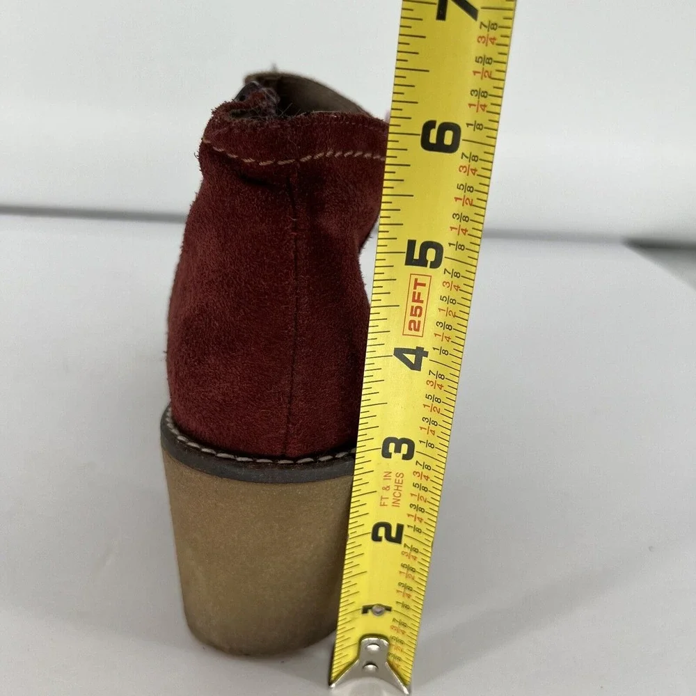 Yokono Ankle‎ Booties Size 37 US 6.5-7 Red Leather Boots Side Zip Made In Spain
